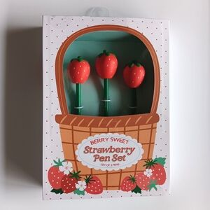NEW Eccolo Berry Sweet Strawberry Pen Set Boxed Set of 3 Red Green